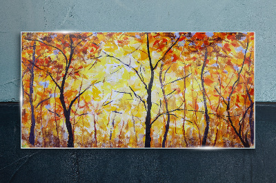 Schilderij op glas Gouden herfst in het bos