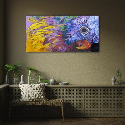 Glas foto Kleurrijk portret van een papegaai