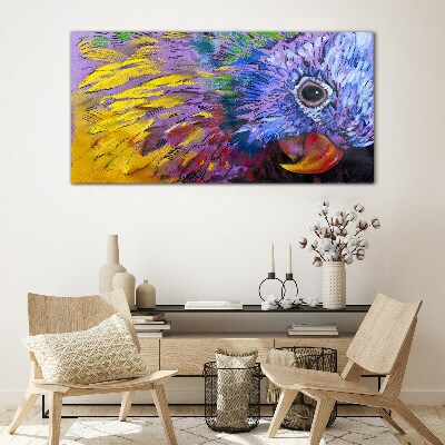 Glas foto Kleurrijk portret van een papegaai