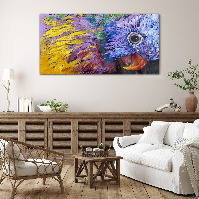 Glas foto Kleurrijk portret van een papegaai