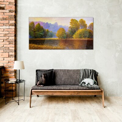 Glas foto Een vredig herfstlandschap