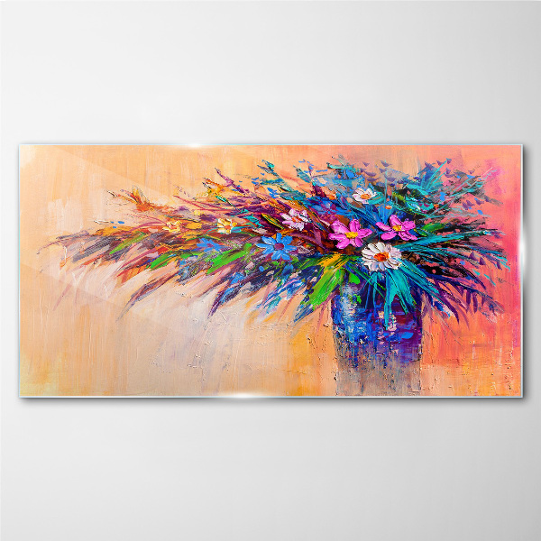 Glas foto Kleurrijke bloemen in een vaas