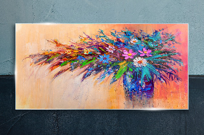 Glas foto Kleurrijke bloemen in een vaas