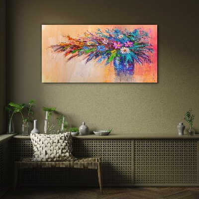 Glas foto Kleurrijke bloemen in een vaas