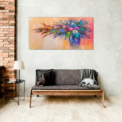 Glas foto Kleurrijke bloemen in een vaas