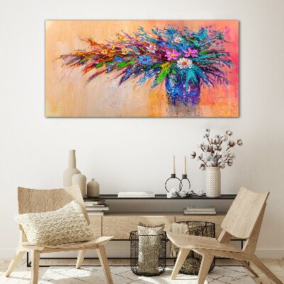 Glas foto Kleurrijke bloemen in een vaas