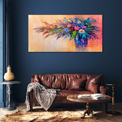 Glas foto Kleurrijke bloemen in een vaas