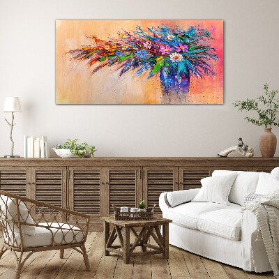 Glas foto Kleurrijke bloemen in een vaas