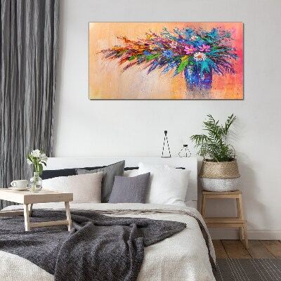 Glas foto Kleurrijke bloemen in een vaas