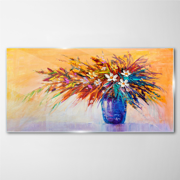 Schilderij op glas Een kleurrijk boeket in een vaas