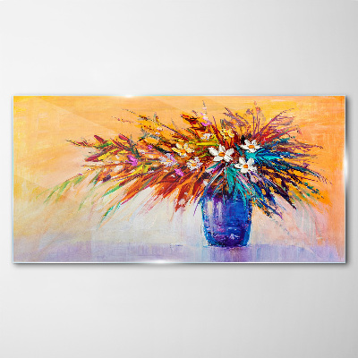 Schilderij op glas Een kleurrijk boeket in een vaas