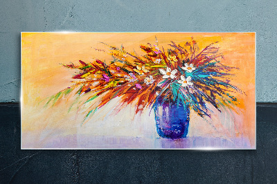 Schilderij op glas Een kleurrijk boeket in een vaas