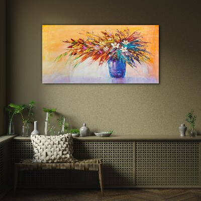 Schilderij op glas Een kleurrijk boeket in een vaas