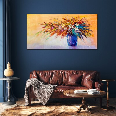 Schilderij op glas Een kleurrijk boeket in een vaas