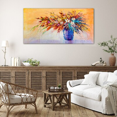 Schilderij op glas Een kleurrijk boeket in een vaas