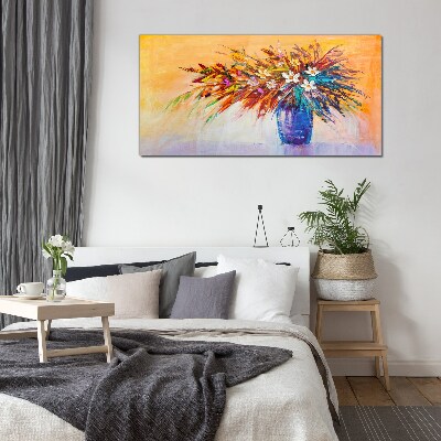 Schilderij op glas Een kleurrijk boeket in een vaas