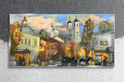 Foto op glas Een charmante straat in een herfstlandschap