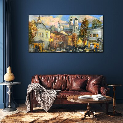 Foto op glas Een charmante straat in een herfstlandschap