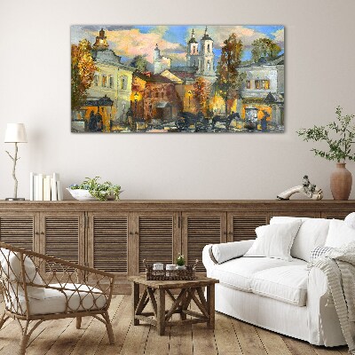 Foto op glas Een charmante straat in een herfstlandschap