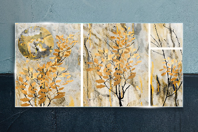 Schilderij op glas Gouden bladeren in het maanlicht