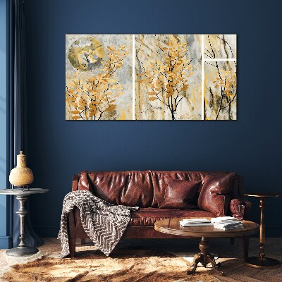 Schilderij op glas Gouden bladeren in het maanlicht