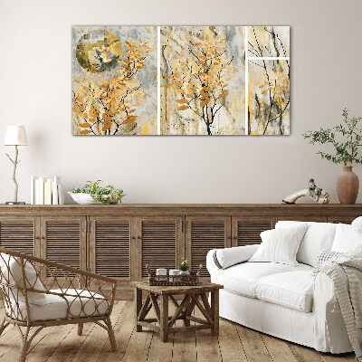 Schilderij op glas Gouden bladeren in het maanlicht