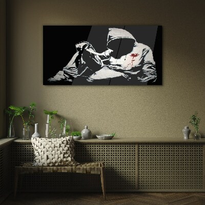 Schilderij op glas Man met een mes Banksy