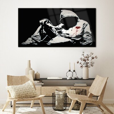 Schilderij op glas Man met een mes Banksy