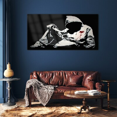 Schilderij op glas Man met een mes Banksy