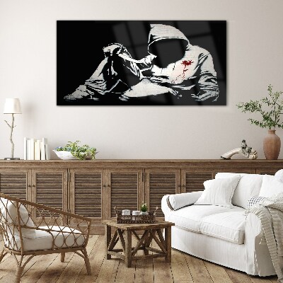 Schilderij op glas Man met een mes Banksy