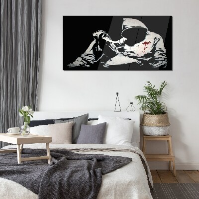 Schilderij op glas Man met een mes Banksy