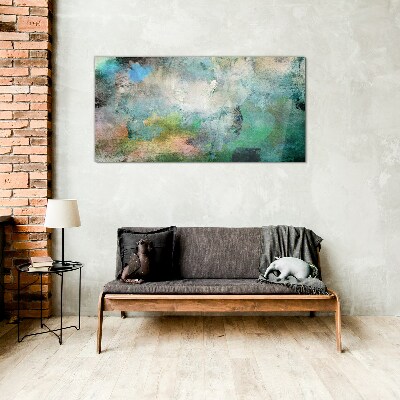 Glas foto Abstracte compositie in tinten groen