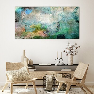 Glas foto Abstracte compositie in tinten groen