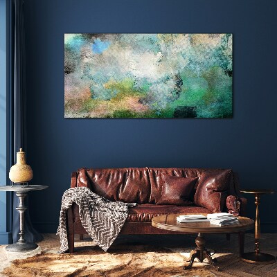 Glas foto Abstracte compositie in tinten groen