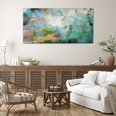 Glas foto Abstracte compositie in tinten groen