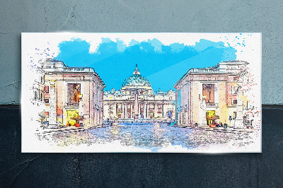 Foto op glas Het Vaticaan in aquarelkleuren