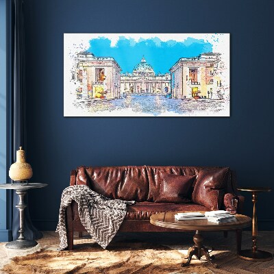 Foto op glas Het Vaticaan in aquarelkleuren