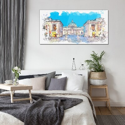 Foto op glas Het Vaticaan in aquarelkleuren