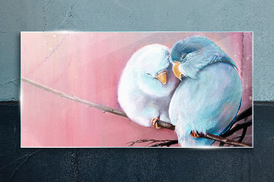 Glas foto Schattige papegaaien op een tak