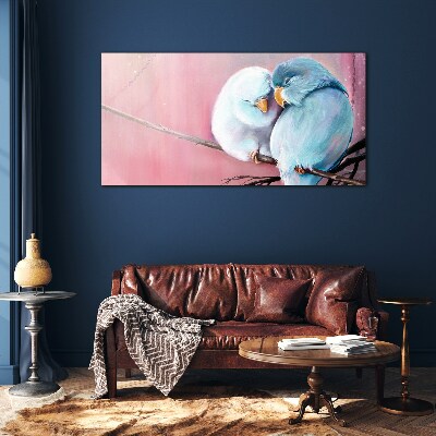 Glas foto Schattige papegaaien op een tak