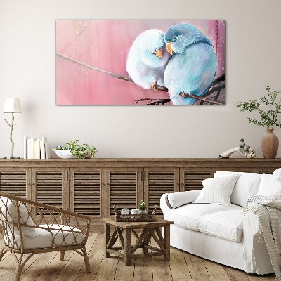 Glas foto Schattige papegaaien op een tak