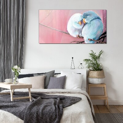 Glas foto Schattige papegaaien op een tak