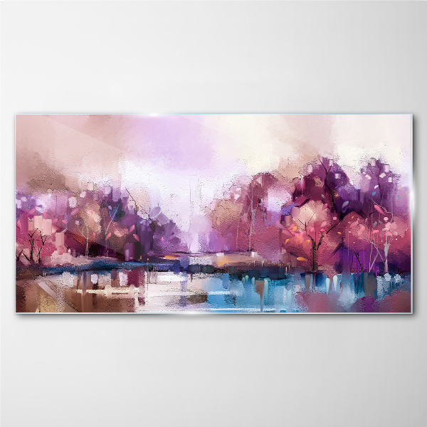 Foto op glas Roze weerspiegelingen in het winterlandschap