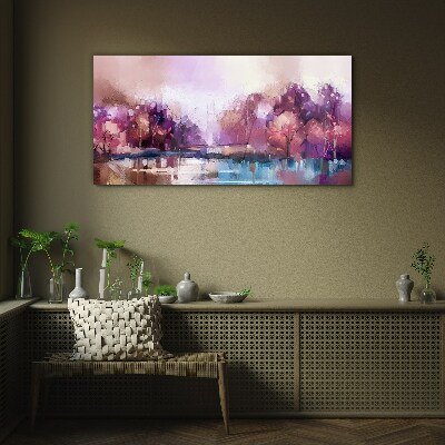 Foto op glas Roze weerspiegelingen in het winterlandschap