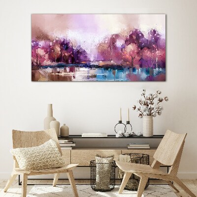 Foto op glas Roze weerspiegelingen in het winterlandschap