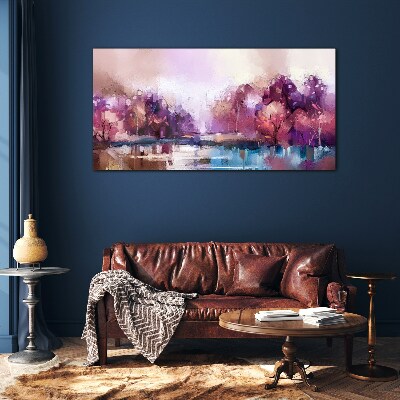 Foto op glas Roze weerspiegelingen in het winterlandschap