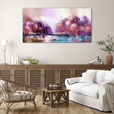 Foto op glas Roze weerspiegelingen in het winterlandschap