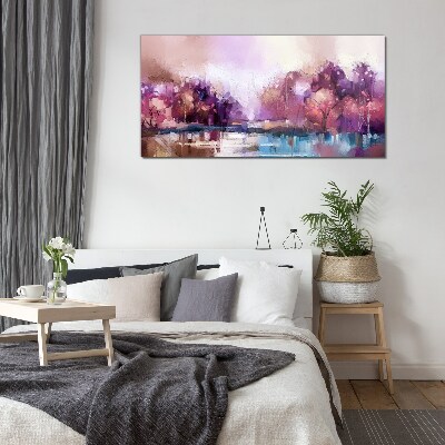 Foto op glas Roze weerspiegelingen in het winterlandschap