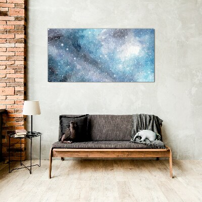 Schilderij op glas Een kosmische nevel in tinten blauw
