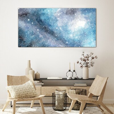 Schilderij op glas Een kosmische nevel in tinten blauw